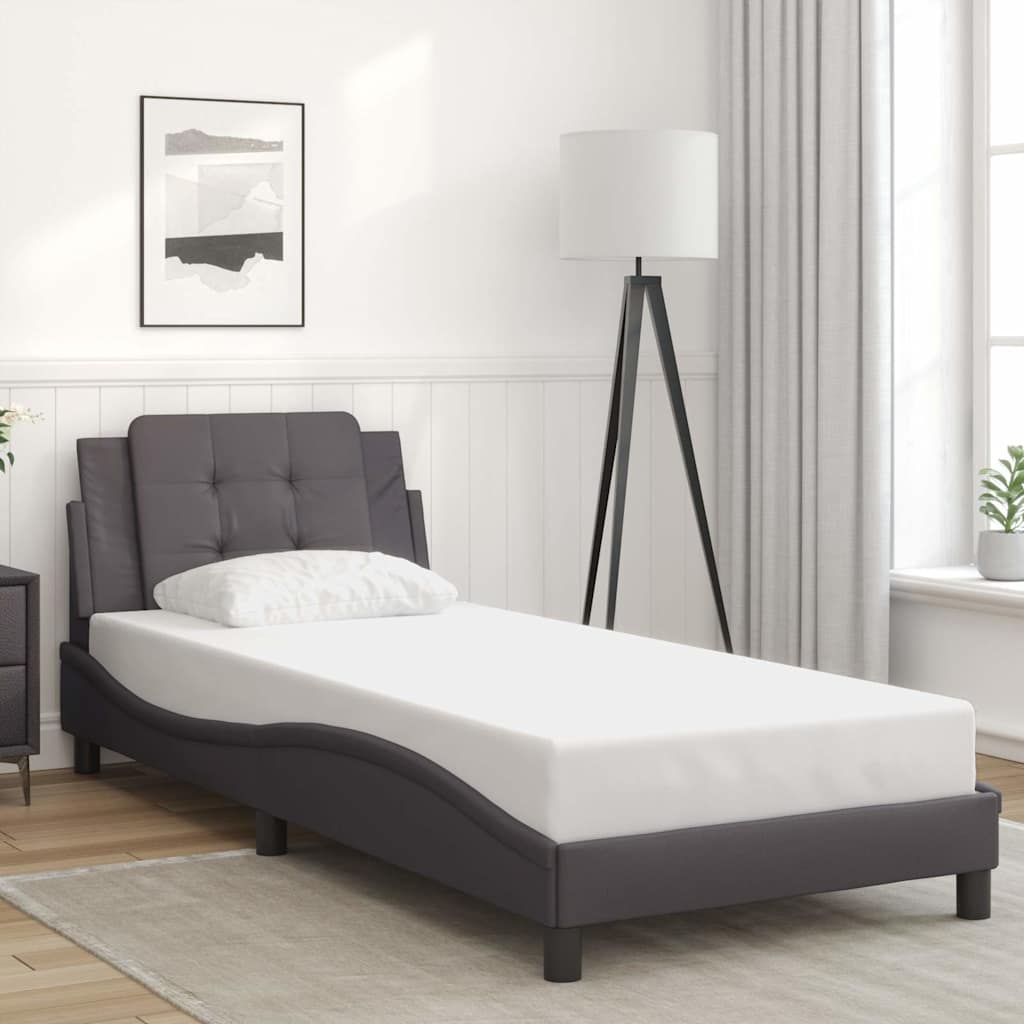 Bedframe zonder matras "Zadar" kunstleer grijs 100x200 cm is nu te koop bij PeponiXL, paradijselijk wonen!