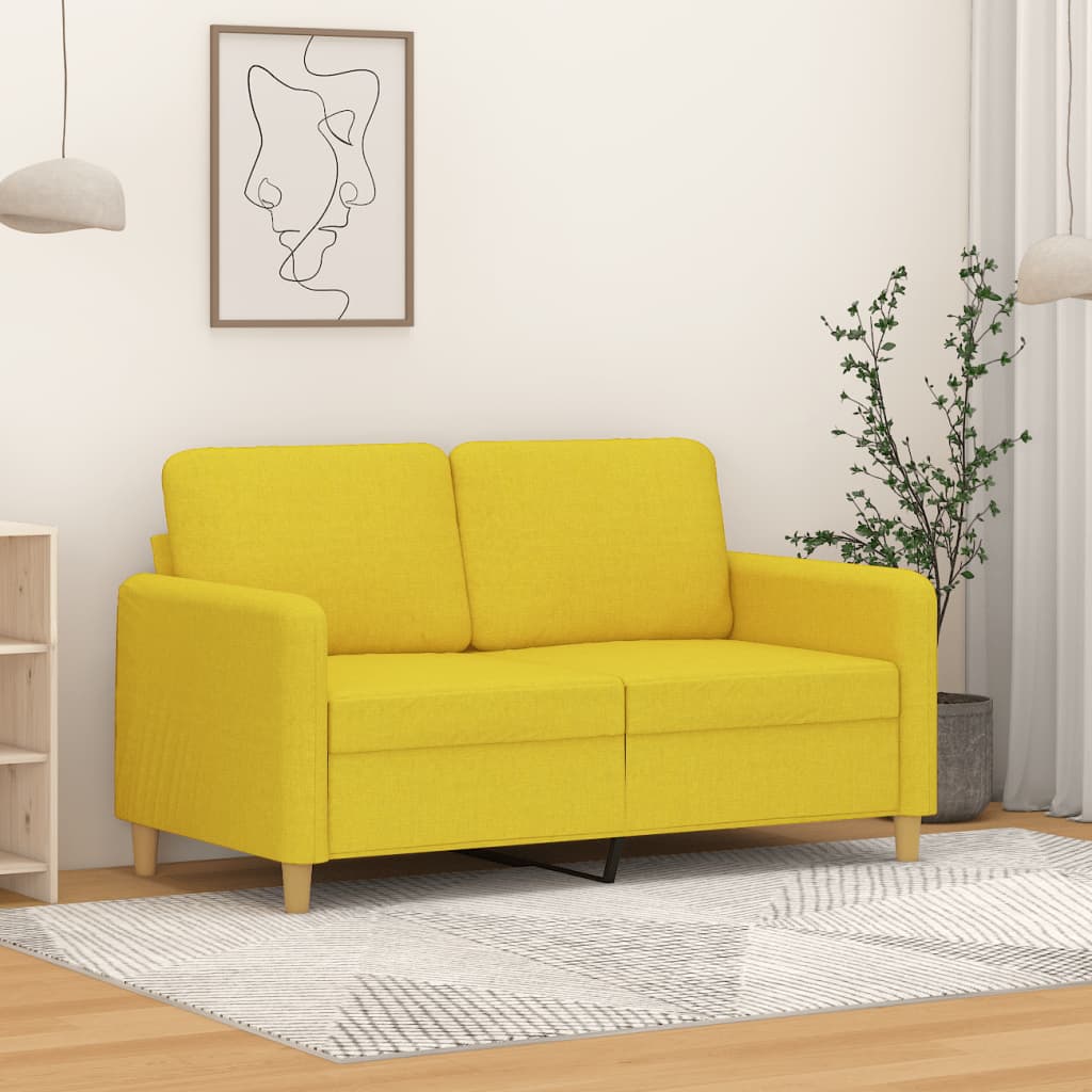 Tweezitsbank 120 cm stof lichtgeel is nu te koop bij PeponiXL, paradijselijk wonen!
