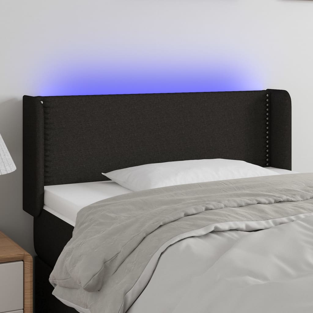Hoofdbord LED 93x16x78/88 cm stof zwart is nu te koop bij PeponiXL, paradijselijk wonen!