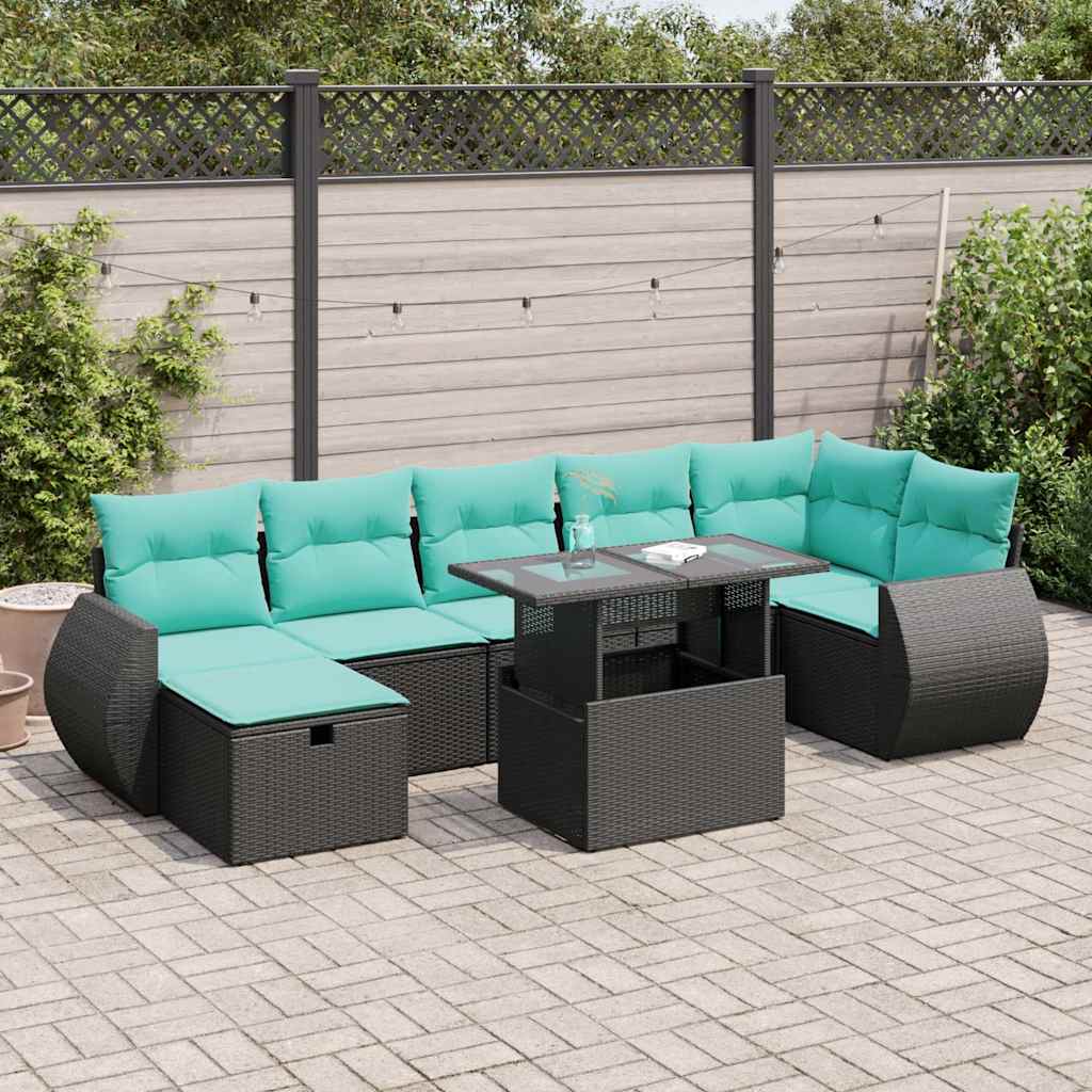 8-delige Loungeset met kussens poly rattan acacia grijs is nu te koop bij PeponiXL, paradijselijk wonen!