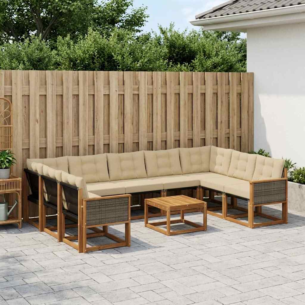 Buiten bankenset met kussen 10 pcs Natuurlijk en Beige is nu te koop bij PeponiXL, paradijselijk wonen!