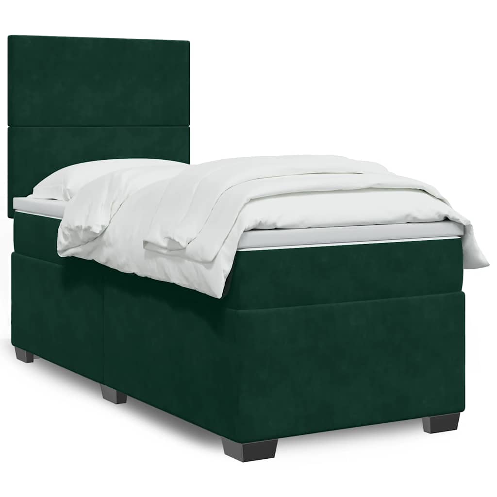 Boxspring met matras fluweel donkergroen 80x200 cm is nu te koop bij PeponiXL, paradijselijk wonen!