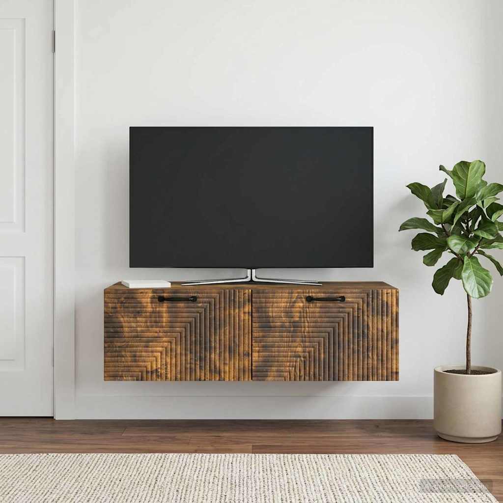 Wandbeugel TV-kast Gerookt eiken 98 x 41 x 30 cm Bewerkt hout is nu te koop bij PeponiXL, paradijselijk wonen!