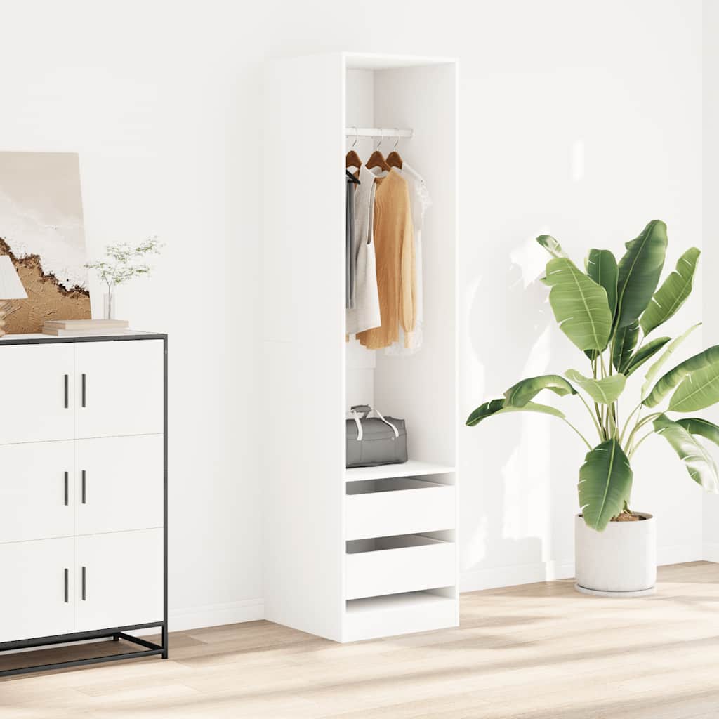 Kledingkast met lades 50x50x200 cm bewerkt hout wit is nu te koop bij PeponiXL, paradijselijk wonen!