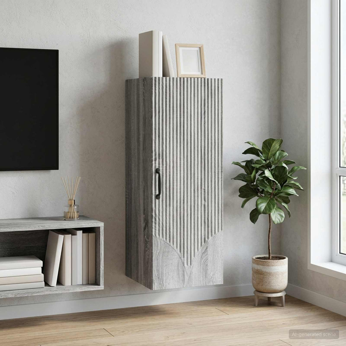 Wandkast Grijs Sonoma 33 x 34,5 x 90 cm Bewerkt hout is nu te koop bij PeponiXL, paradijselijk wonen!