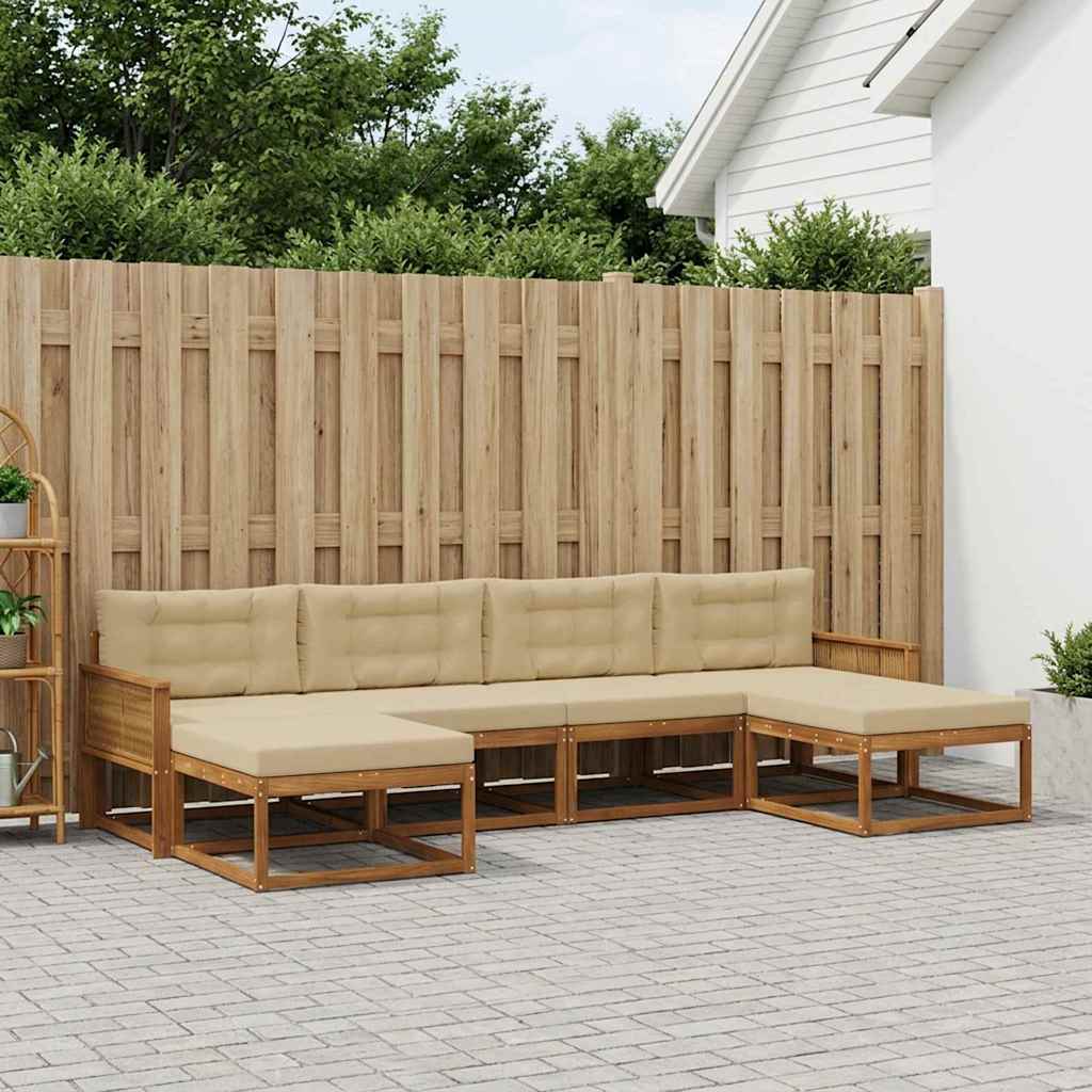 Buiten bankenset met kussen 6 pcs Natuurlijk en Beige is nu te koop bij PeponiXL, paradijselijk wonen!