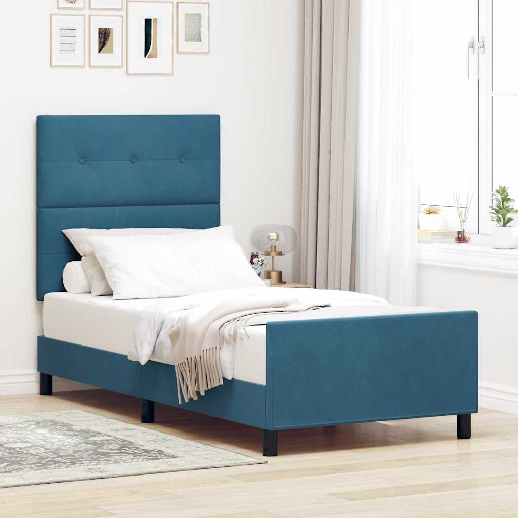 Boxspringbed met hoofdeinde Donkerblauw 80 x 200 cm Fluweel is nu te koop bij PeponiXL, paradijselijk wonen!