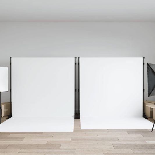 Achtergrondstandaards 2 st 305x243 cm staal zwart is nu te koop bij PeponiXL, paradijselijk wonen!