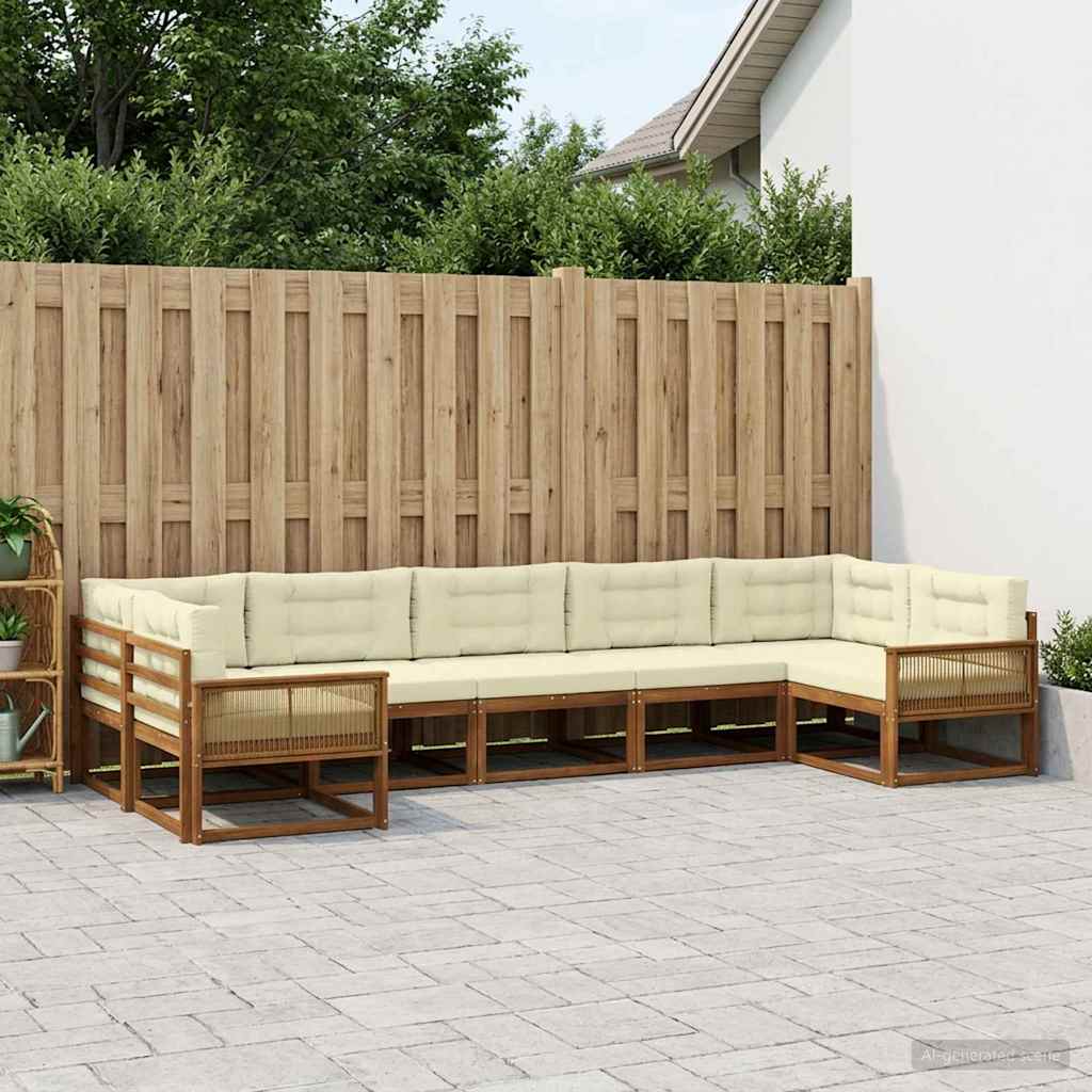 Buiten bankenset met kussen 7 pcs Natuurlijk en Crème is nu te koop bij PeponiXL, paradijselijk wonen!