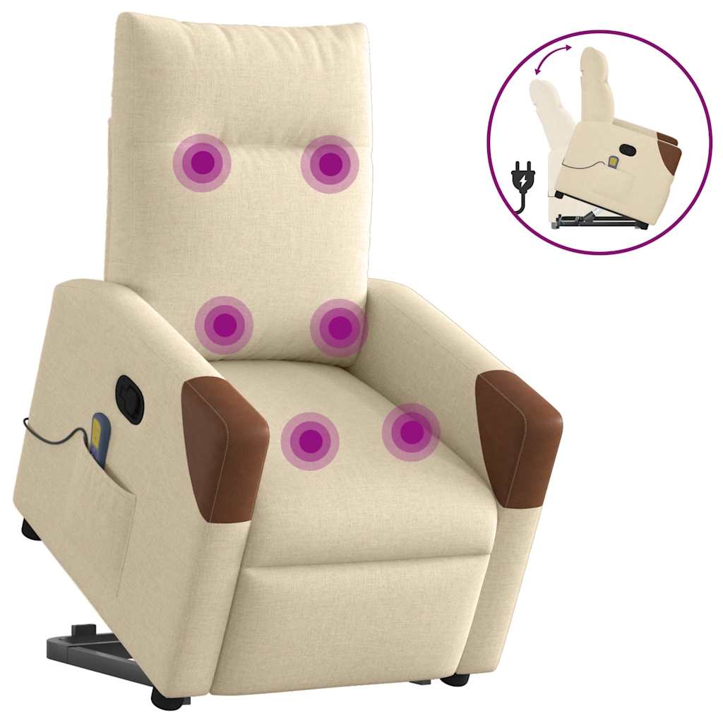 Sta-op-massagestoel verstelbaar stof crèmekleurig is nu te koop bij PeponiXL, paradijselijk wonen!
