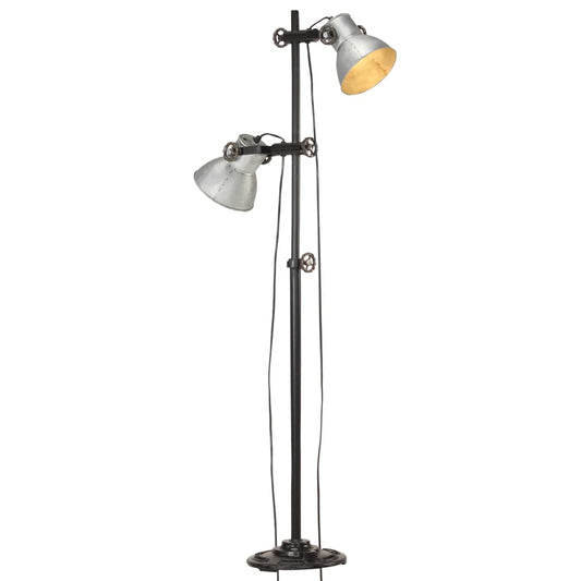 Vloerlamp met 2 lampenkappen E27 gietijzer zilverkleurig is nu te koop bij PeponiXL, paradijselijk wonen!