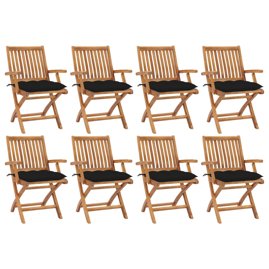 Tuinstoelen 8 st inklapbaar met kussens massief teakhout is nu te koop bij PeponiXL, paradijselijk wonen!