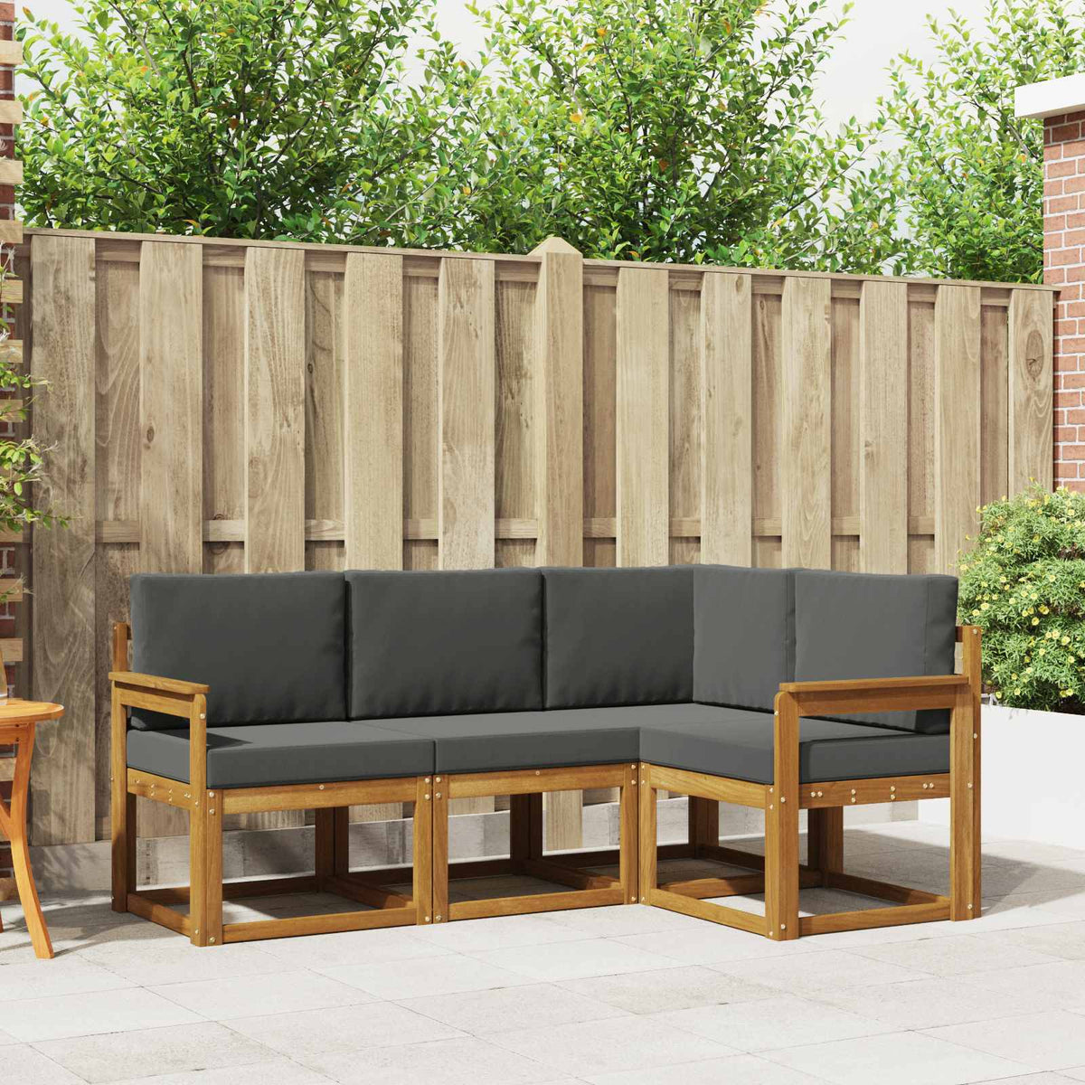 Buiten bankenset met kussen 4 pcs Natuurlijk en Antraciet is nu te koop bij PeponiXL, paradijselijk wonen!