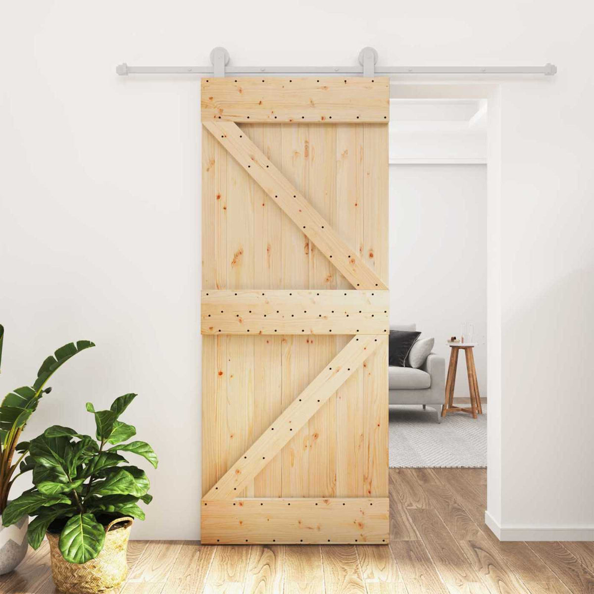 Schuifdeur Natuurlijk en Wit 80 x 210 cm Massief grenenhout is nu te koop bij PeponiXL, paradijselijk wonen!
