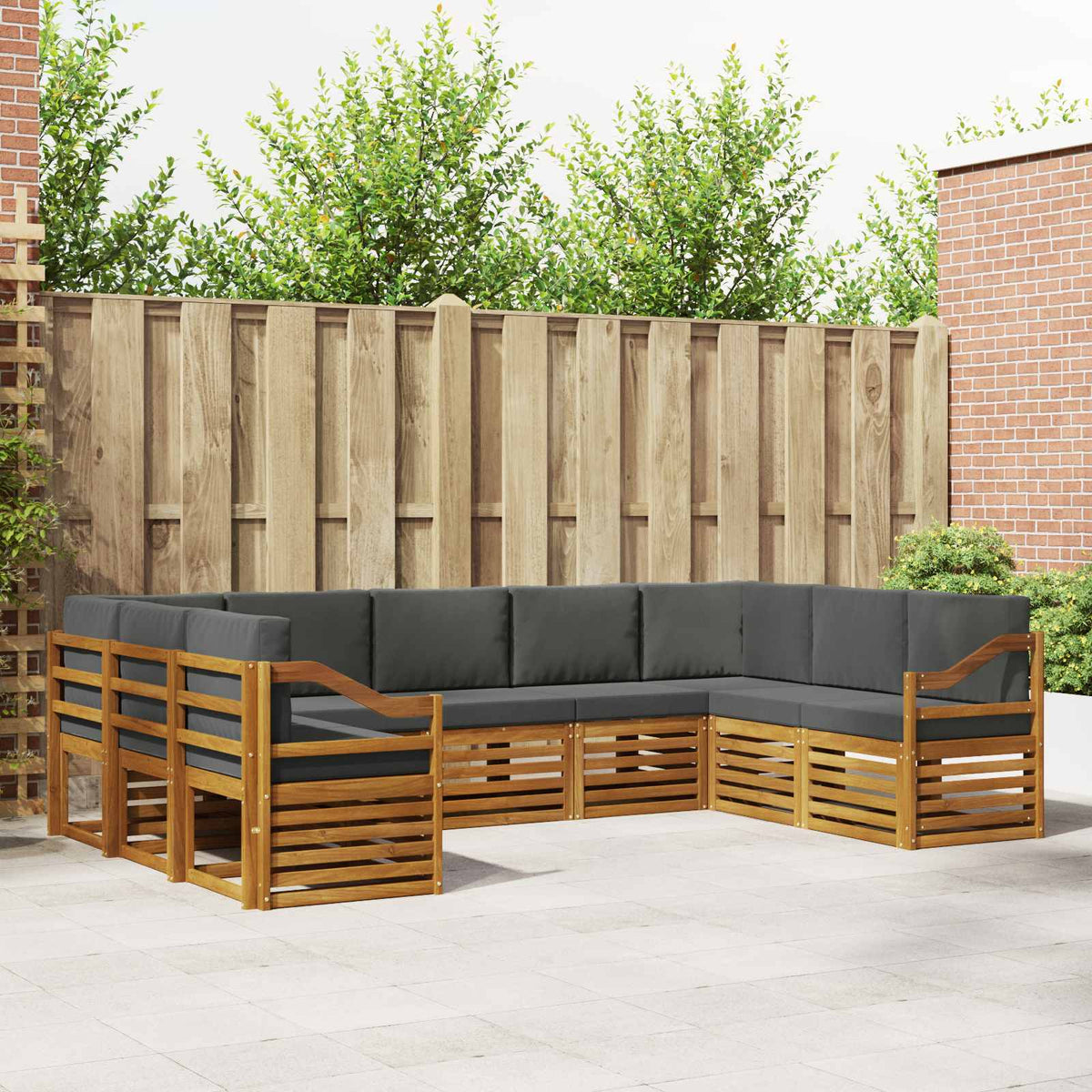 Hoekbank Set met kussen 9 pcs Natuurlijk en Antraciet is nu te koop bij PeponiXL, paradijselijk wonen!