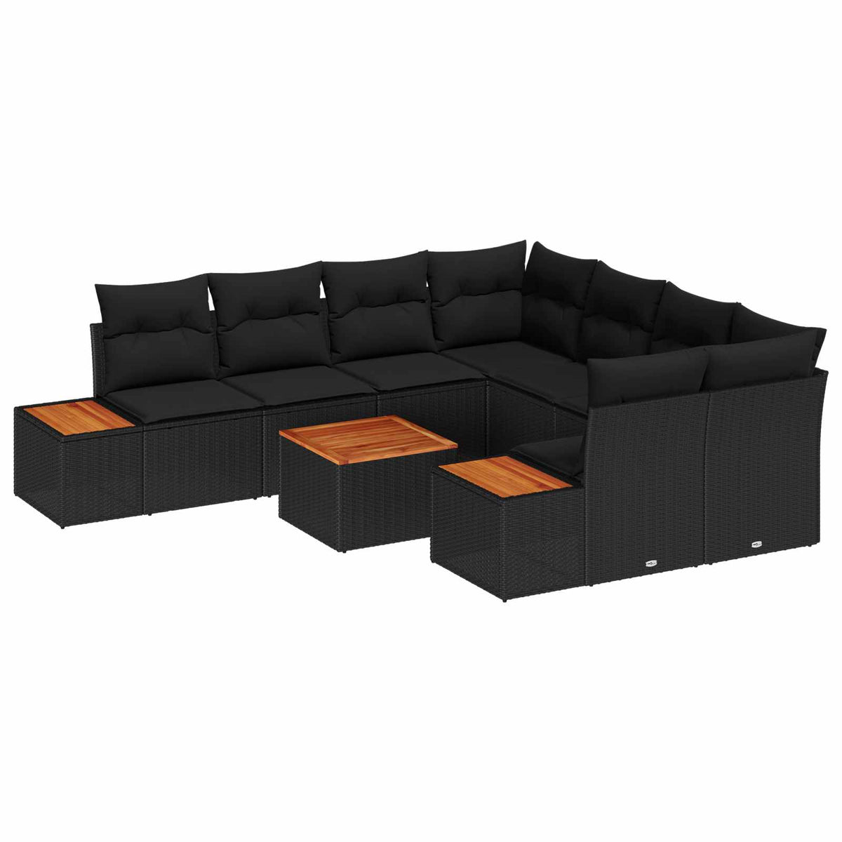 Tuinbankenset met kussen 9 pcs Zwart Poly riet is nu te koop bij PeponiXL, paradijselijk wonen!