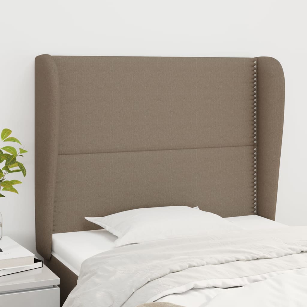 Hoofdbord met randen 93x23x118/128 cm stof taupe is nu te koop bij PeponiXL, paradijselijk wonen!