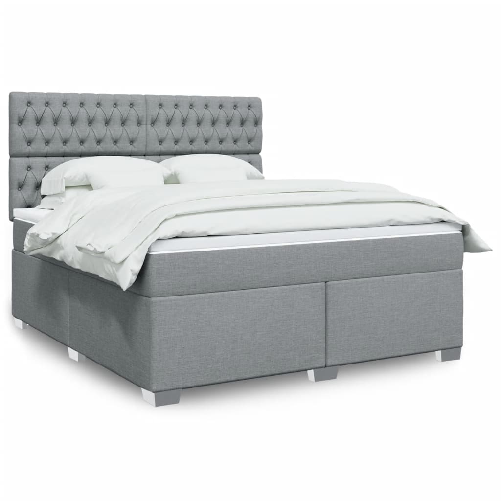 Boxspring met matras stof lichtgrijs 180x200 cm is nu te koop bij PeponiXL, paradijselijk wonen!