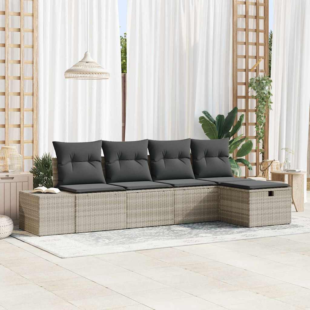 Tuinbankenset 5 st Lichtgrijs poly rattan is nu te koop bij PeponiXL, paradijselijk wonen!