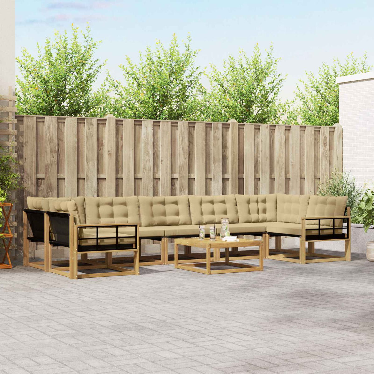 Buiten bankenset 8 pcs Wit en Beige 79 x 79 x 37 cm is nu te koop bij PeponiXL, paradijselijk wonen!