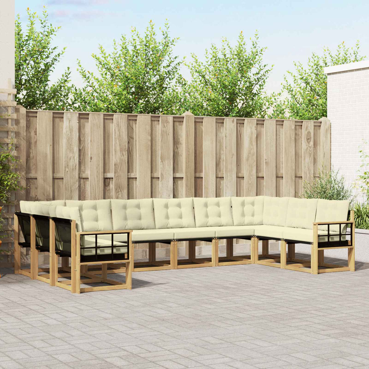 Buiten bankenset met kussen 10 pcs Wit en crèmekleurig is nu te koop bij PeponiXL, paradijselijk wonen!