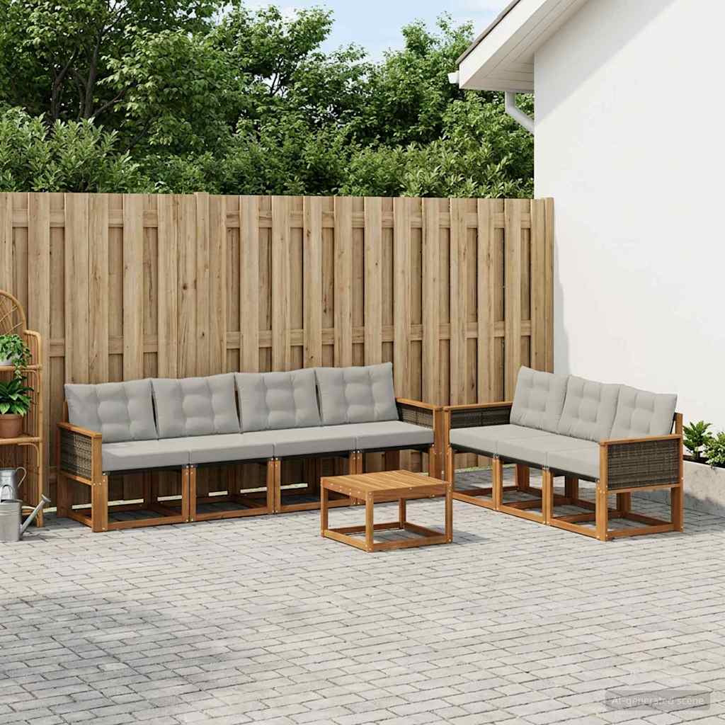 Buiten bankenset met kussen 8 pcs Naturel en lichtgrijs is nu te koop bij PeponiXL, paradijselijk wonen!
