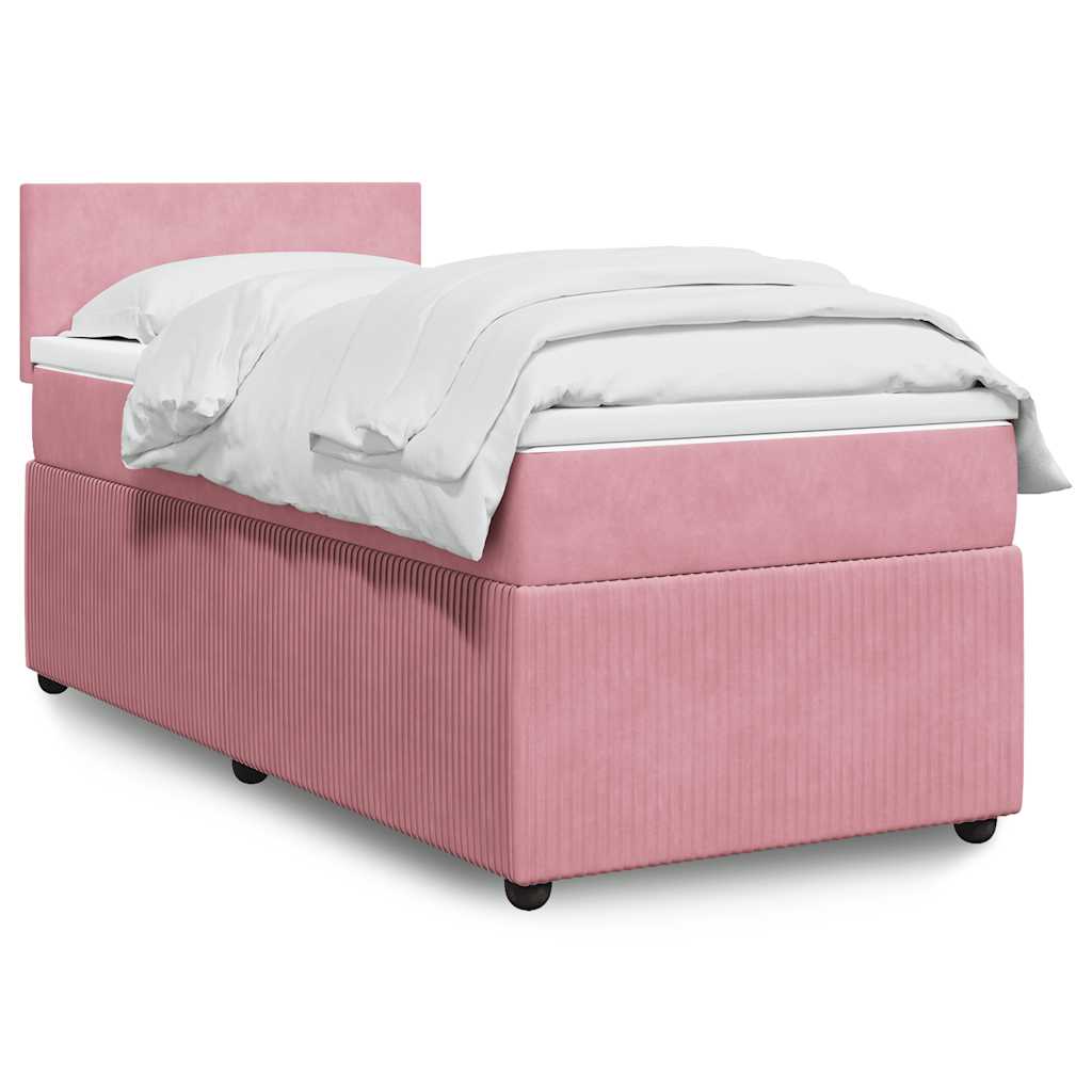 Boxspring met matras fluweel roze 100x200 cm is nu te koop bij PeponiXL, paradijselijk wonen!