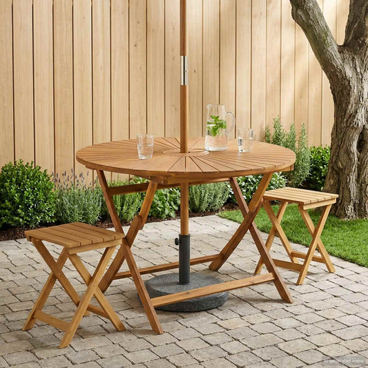 Vouw Tuin Tafel Naturel Ø110 x 75 cm Massief Acaciahout is nu te koop bij PeponiXL, paradijselijk wonen!