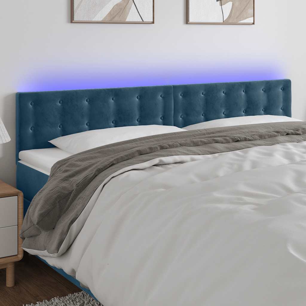 Hoofdbord LED 200x5x78/88 cm fluweel donkerblauw is nu te koop bij PeponiXL, paradijselijk wonen!