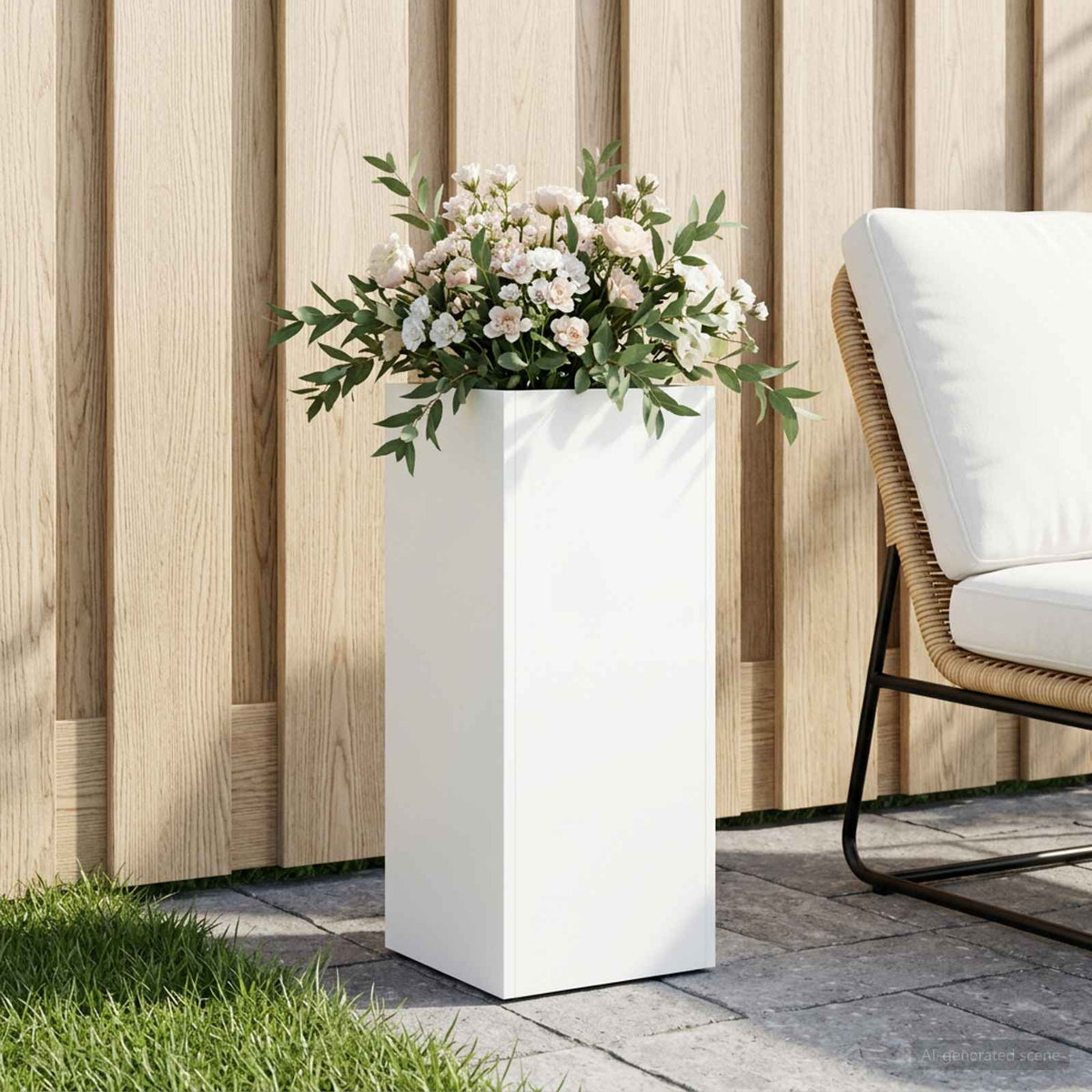 Plantenbak Wit 20 x 20 x 50 cm Koudgewalst staal is nu te koop bij PeponiXL, paradijselijk wonen!