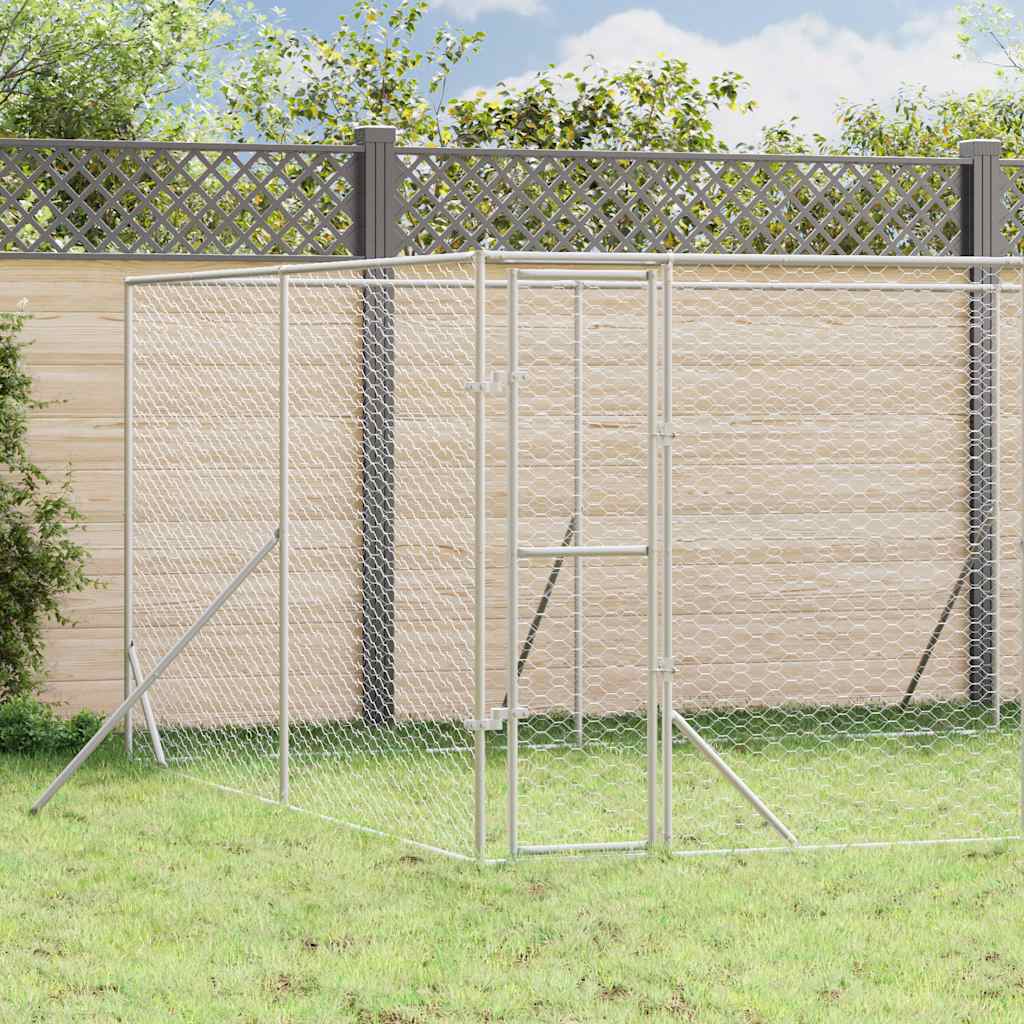 Hondenkennel voor buiten 8x4x2 m gegalvaniseerd staal zilver is nu te koop bij PeponiXL, paradijselijk wonen!