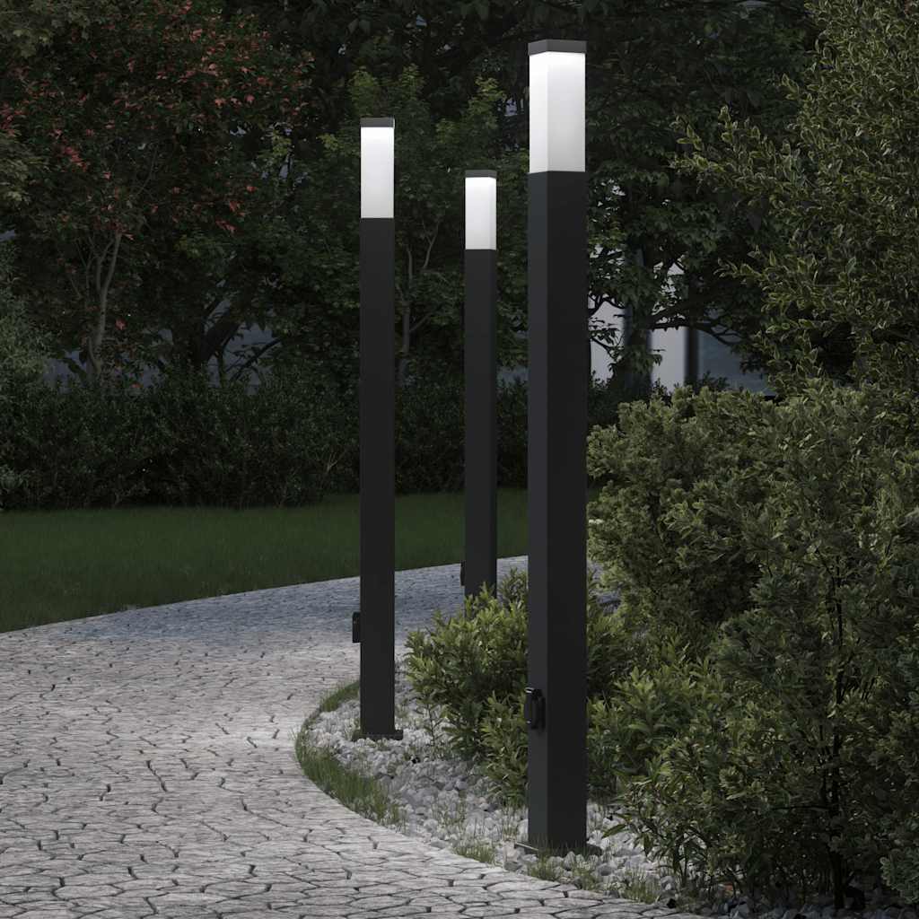 Bolderverlichting met stopcontact 3 stuks 110 cm Zwart IP44 is nu te koop bij PeponiXL, paradijselijk wonen!