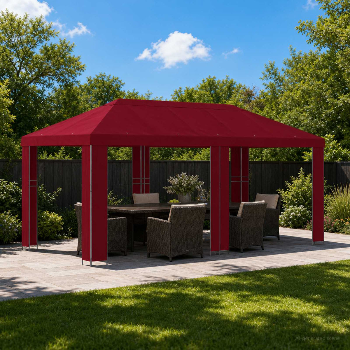 Tuinprieel 6 x 3 m Bordeauxrood Polyester en staal 190 is nu te koop bij PeponiXL, paradijselijk wonen!