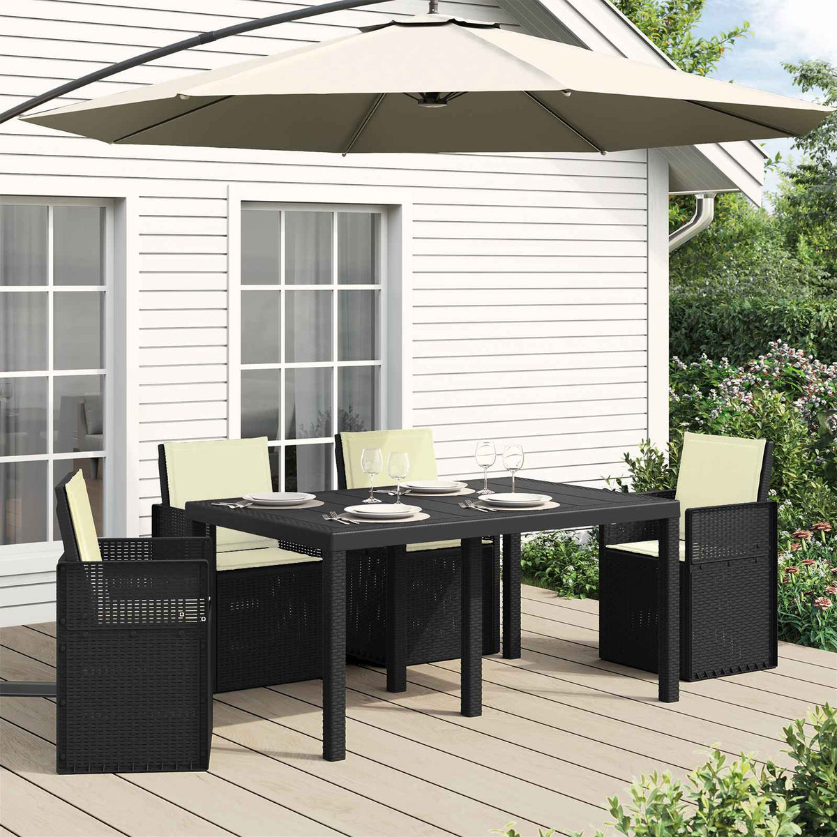 Zit- en Rugkussens 4 pcs Crèmekleurig 47 x 45 x 2 cm Polyester is nu te koop bij PeponiXL, paradijselijk wonen!