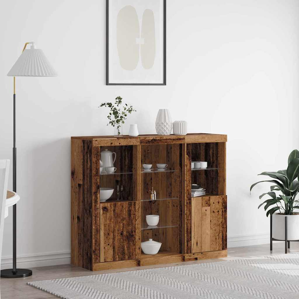 LED Sideboard Oudhout 123 x 37 x 100 cm Bewerkt hout is nu te koop bij PeponiXL, paradijselijk wonen!