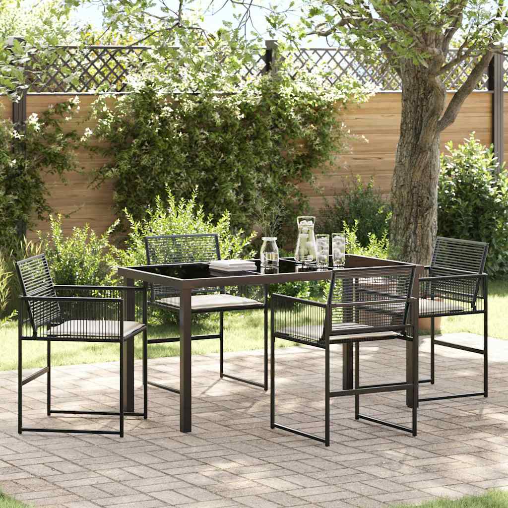 Tuin eettafelset 5 pcs Zwart poly rattan is nu te koop bij PeponiXL, paradijselijk wonen!