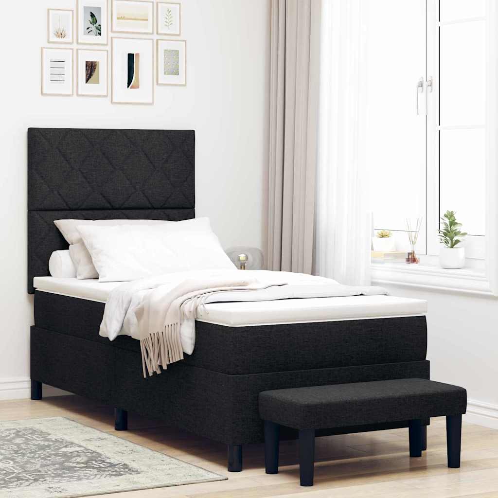 Boxspringbed met hoofdeinde Zwart 100 x 200 cm Stof is nu te koop bij PeponiXL, paradijselijk wonen!