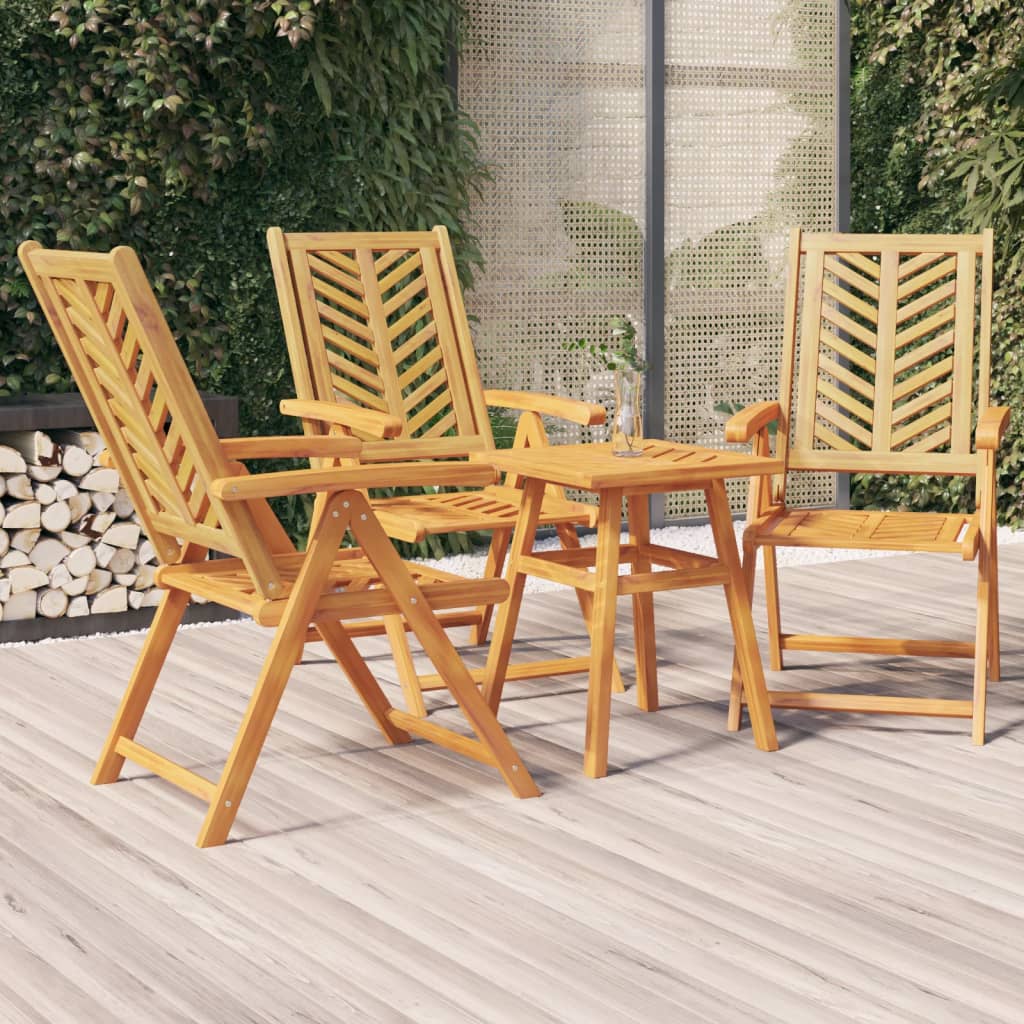 Tuinstoelen 3 st verstelbaar massief acaciahout is nu te koop bij PeponiXL, paradijselijk wonen!