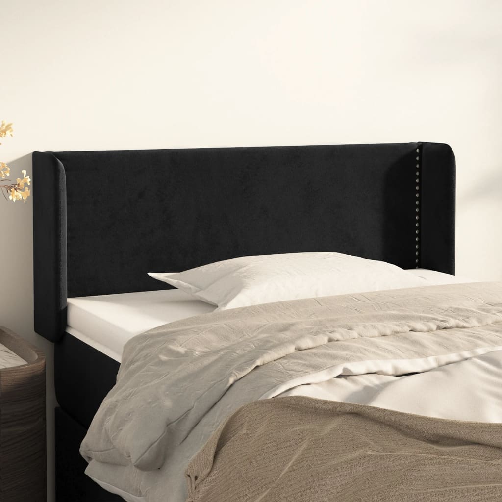 Hoofdbord met randen 93x16x78/88 cm fluweel zwart is nu te koop bij PeponiXL, paradijselijk wonen!