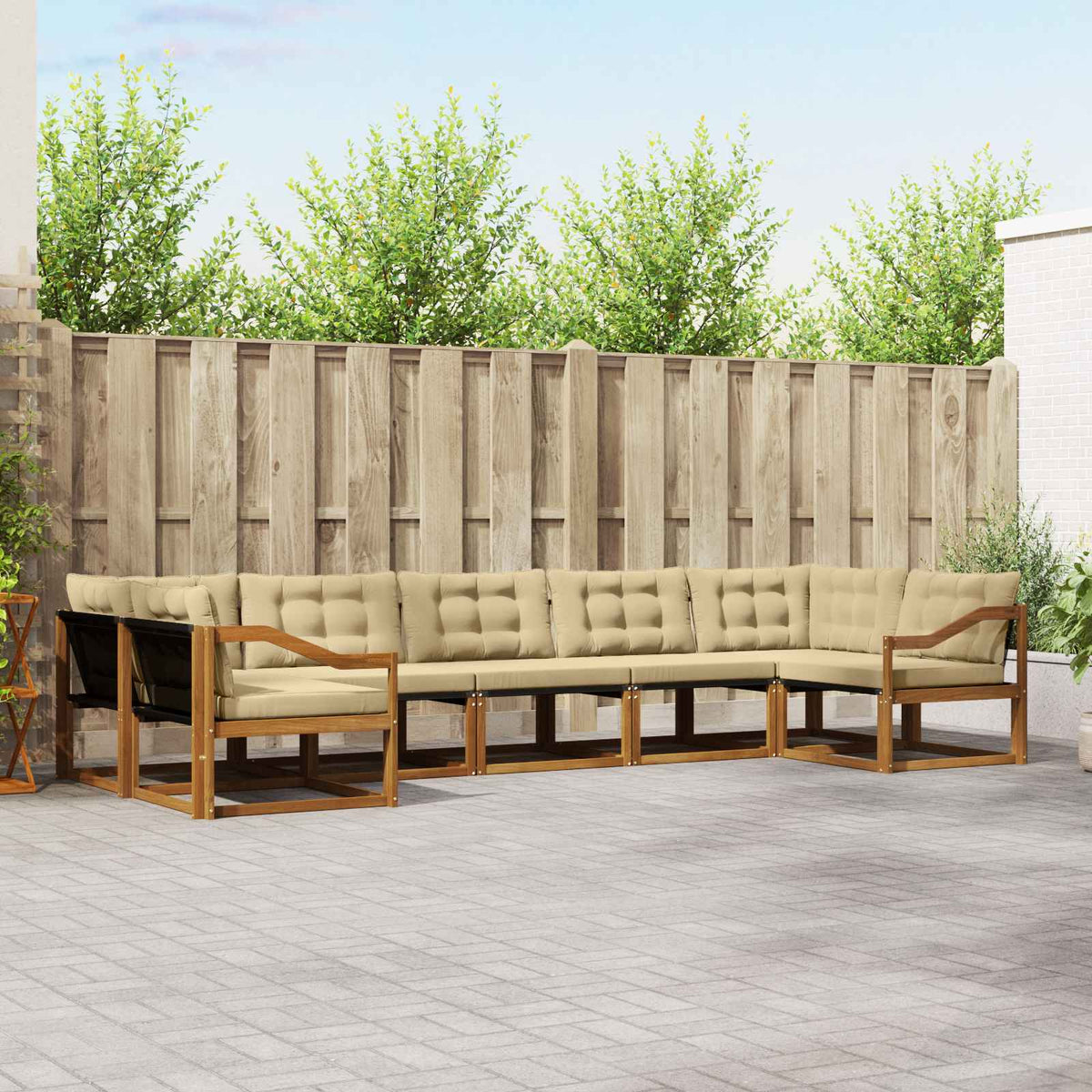 Buiten bankenset met kussen 7 pcs Natuurlijk en Beige is nu te koop bij PeponiXL, paradijselijk wonen!