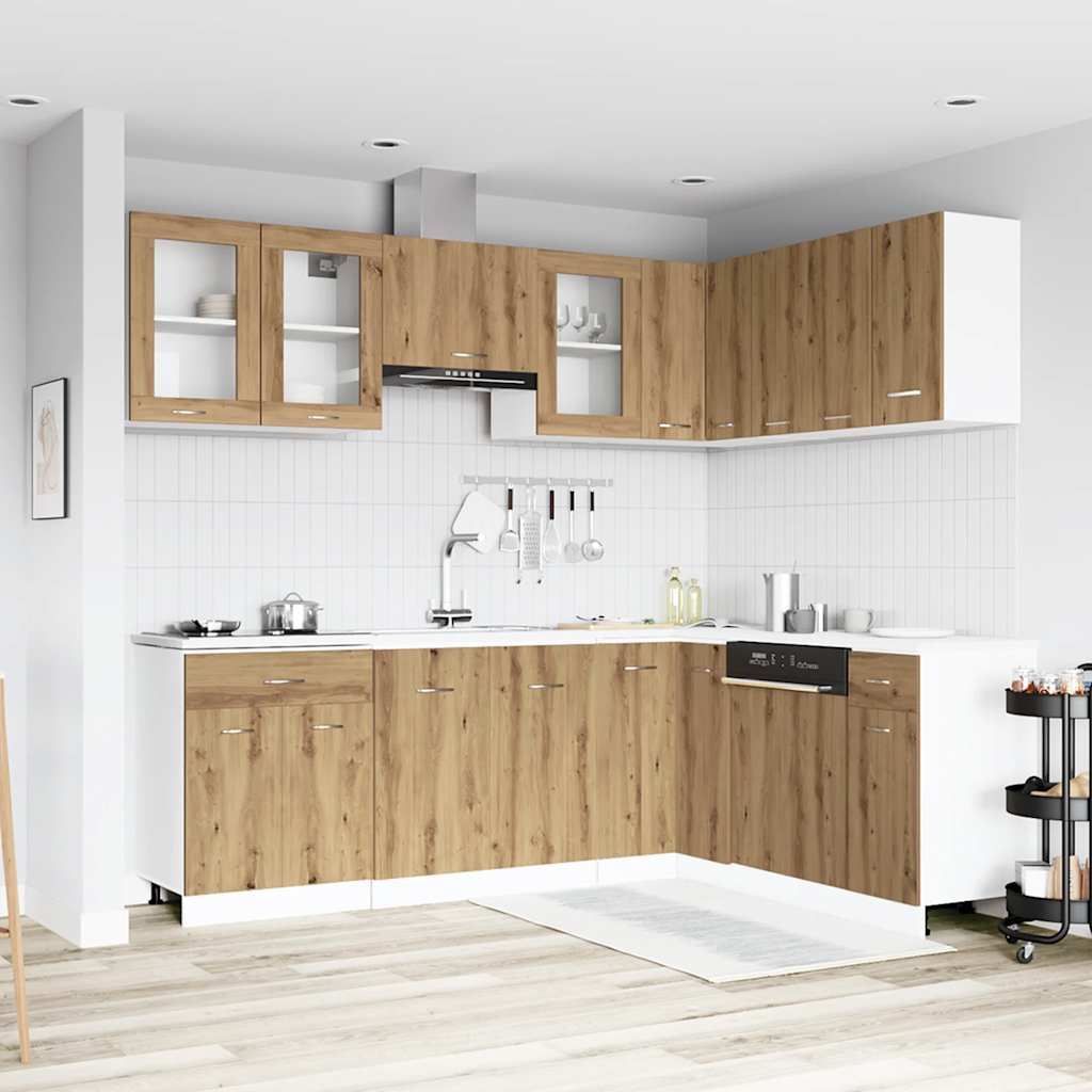 11-delige Keukenkastenset Lyon bewerkt hout artisanaal eiken is nu te koop bij PeponiXL, paradijselijk wonen!