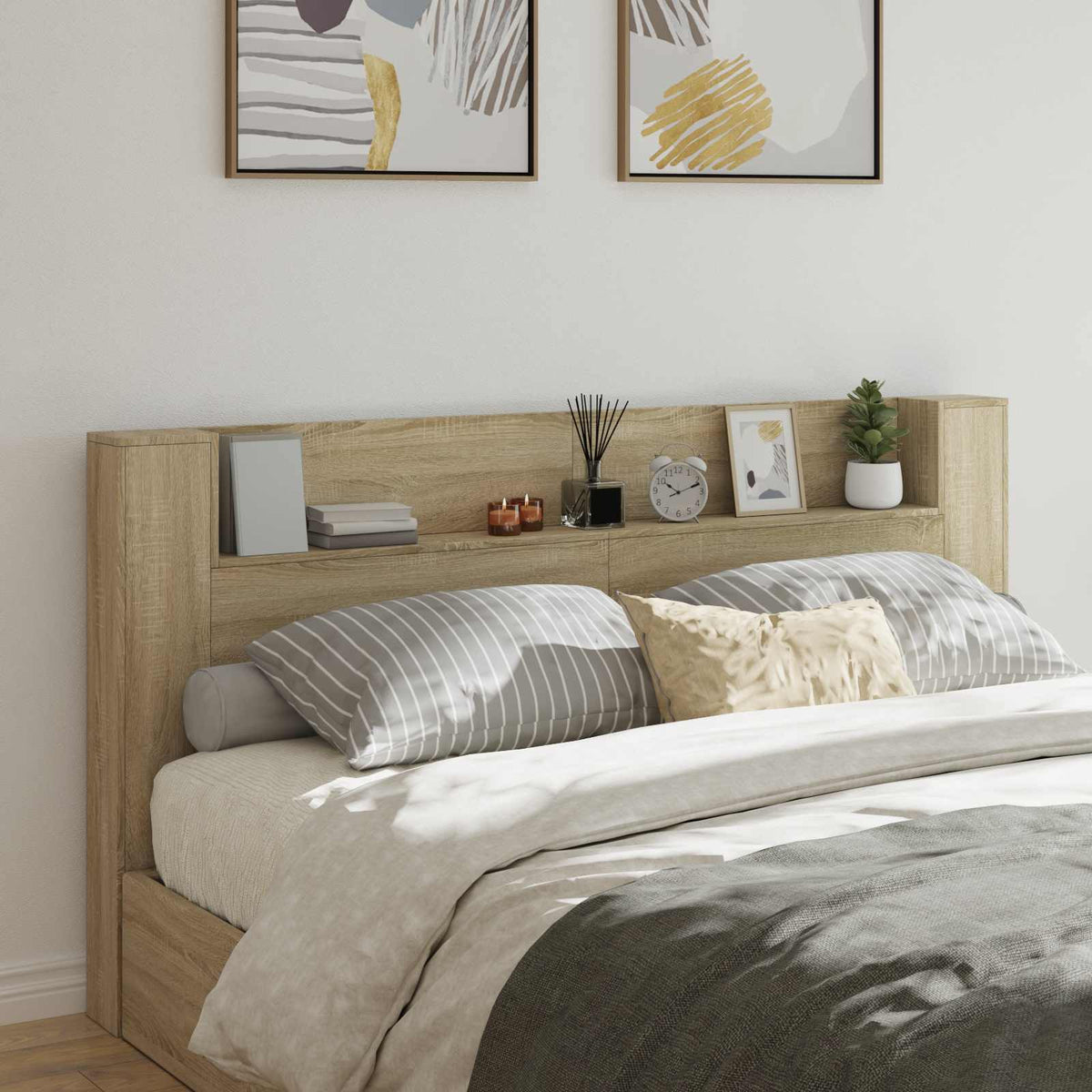 Hoofdbord Sonoma Eiken 200 x 16,5 x 103,5 cm Bewerkt hout is nu te koop bij PeponiXL, paradijselijk wonen!