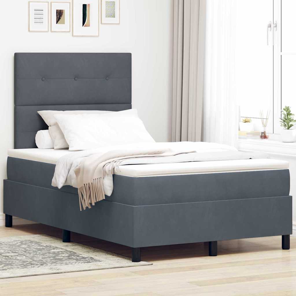 Boxspringbed met matras Donkergrijs 120 x 190 cm Fluweel is nu te koop bij PeponiXL, paradijselijk wonen!