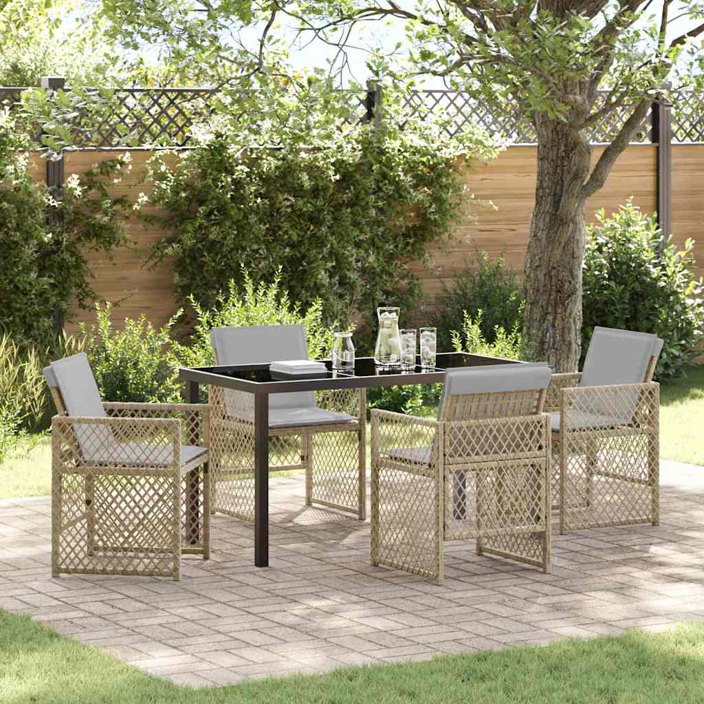 Tuin eettafelset 5 pcs Beige poly rattan is nu te koop bij PeponiXL, paradijselijk wonen!