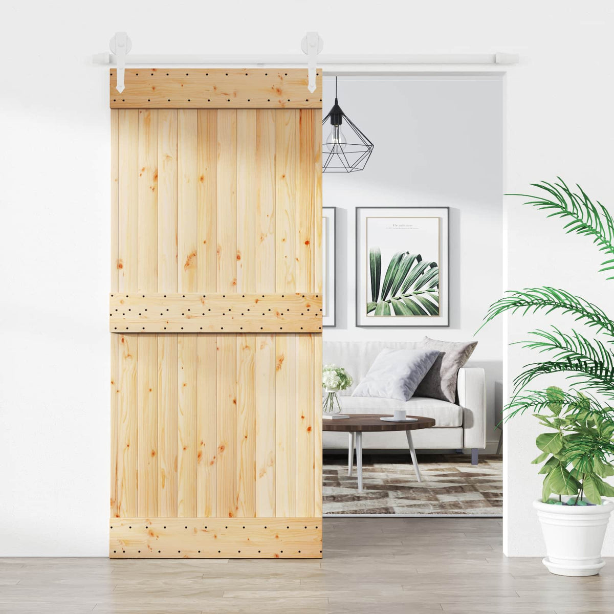 Schuifdeur Natuurlijk en Wit 90 x 210 cm Massief Grenenhout is nu te koop bij PeponiXL, paradijselijk wonen!