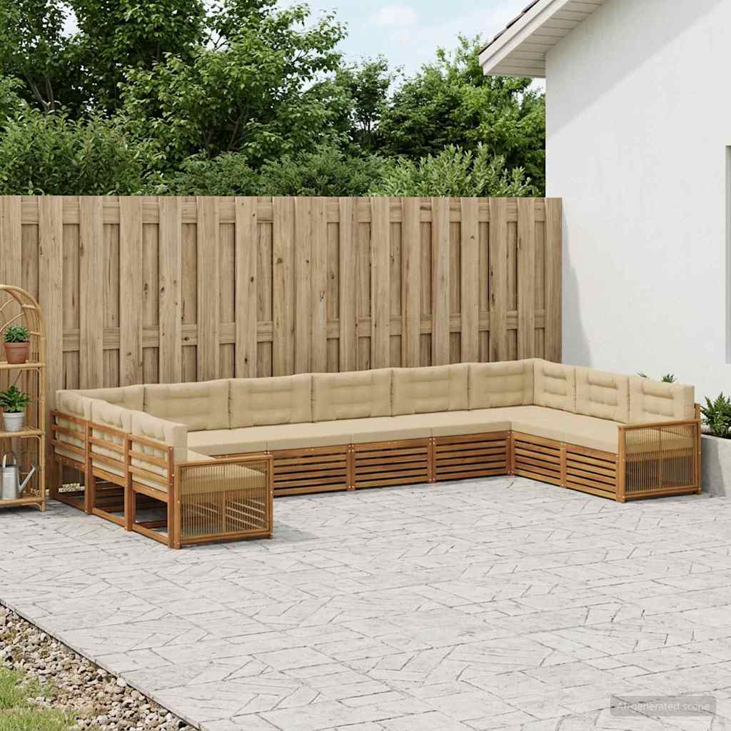 Sofa-Sets met kussen 10 pcs Massief Acaciahout is nu te koop bij PeponiXL, paradijselijk wonen!
