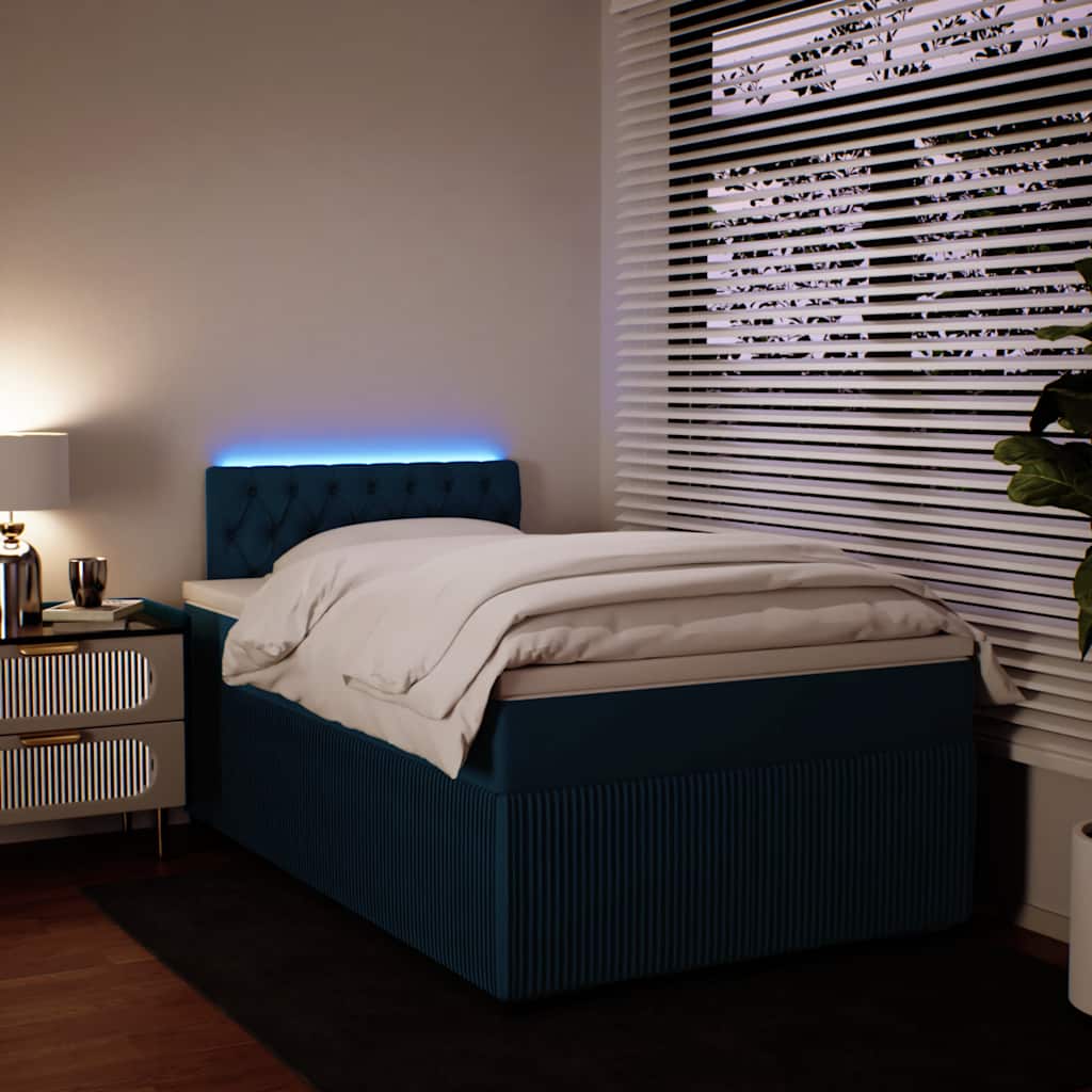 Boxspring met matras fluweel blauw 120x190 cm is nu te koop bij PeponiXL, paradijselijk wonen!