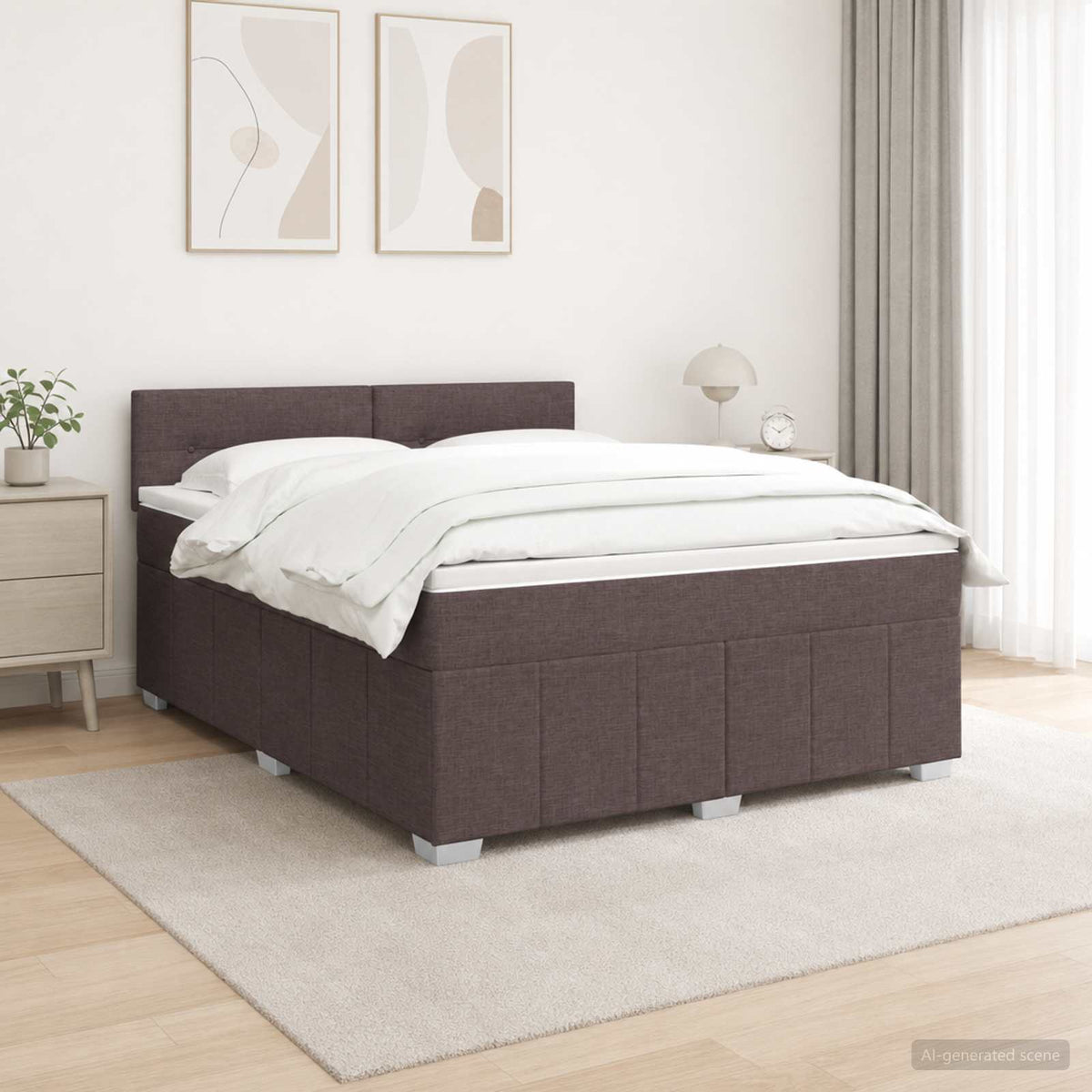 Boxspringbed met matras Donkerbruin 140 x 200 cm Stof is nu te koop bij PeponiXL, paradijselijk wonen!