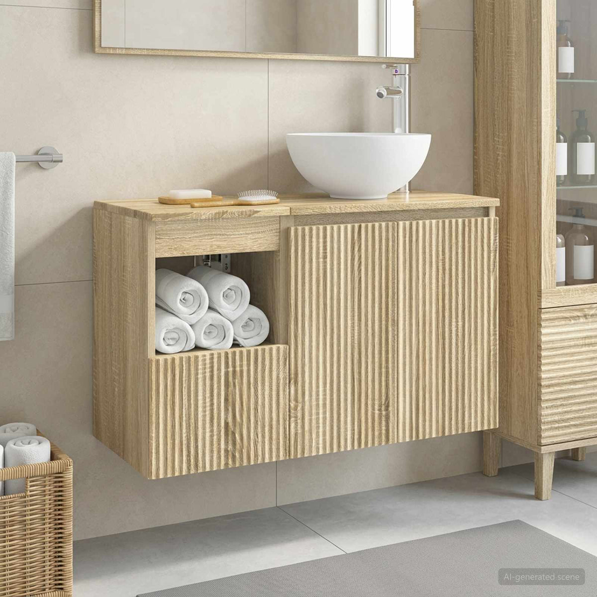 Badkamermeubelset 2 st Sonoma Eiken Bewerkt hout is nu te koop bij PeponiXL, paradijselijk wonen!