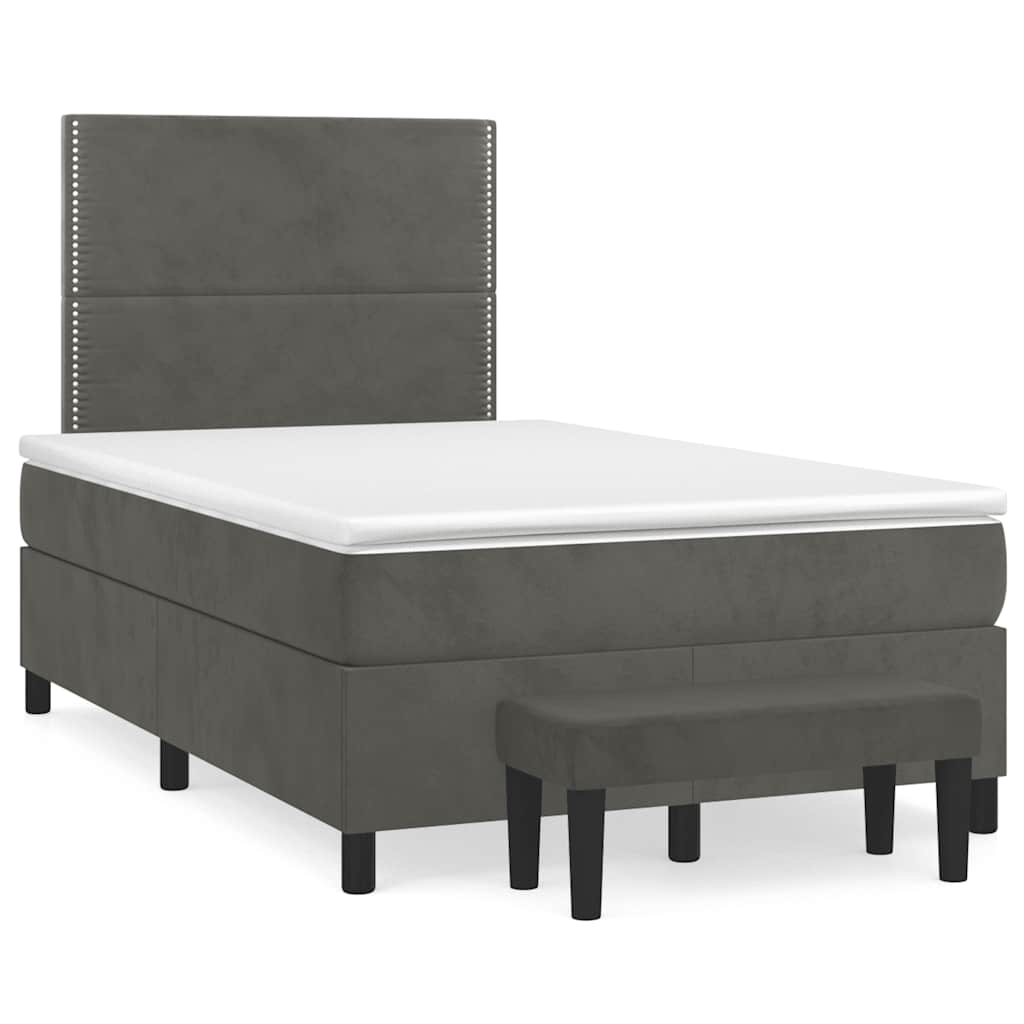 Boxspring met matras fluweel donkergrijs 120x190 cm is nu te koop bij PeponiXL, paradijselijk wonen!